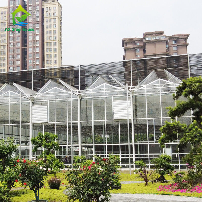 9.6m / 10.8m / 12m chiều rộng khung hợp kim nhôm thủy tinh nông nghiệp Venlo nhà kính đa dải với mái hình tam giác